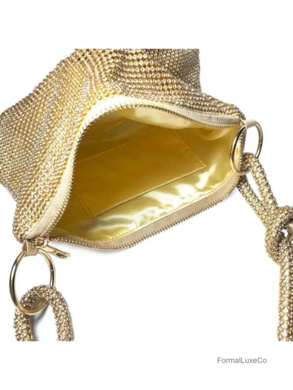 Rhinestone Evening Bag with Crystal Embellished Hobo Shoulder Bag, Zipper